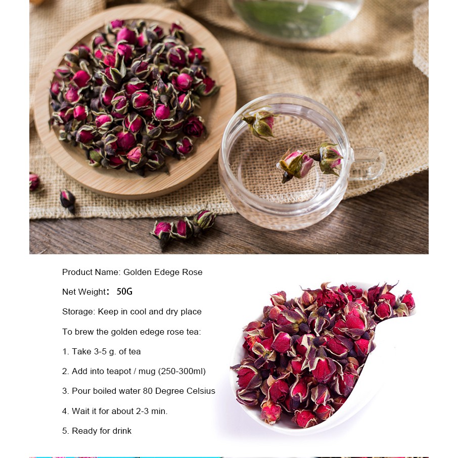 Dried Flower Tea - Golden Edege Rose 50g — view 4