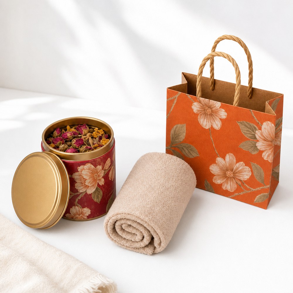 Teacher's Day Gift Set Flower Tea + Towel + Gift Bag Teacher Appreciation Present Herbal Tea Gift Box
