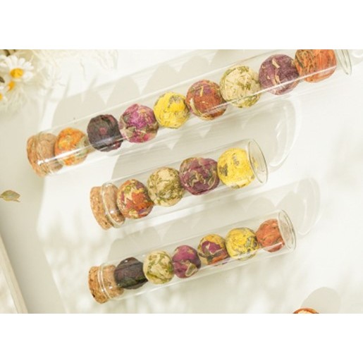 YUN NAN Glass Test Tube Dragon Ball Flower Ball Canned Rose Tea Ball Lily Flower Dragon Ball 8 Flavors Yunnan Pu'Er Tea — view 3