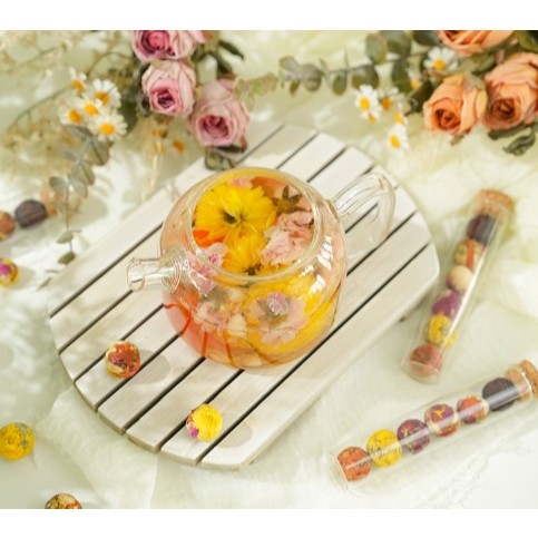 YUN NAN Glass Test Tube Dragon Ball Flower Ball Canned Rose Tea Ball Lily Flower Dragon Ball 8 Flavors Yunnan Pu'Er Tea — view 4
