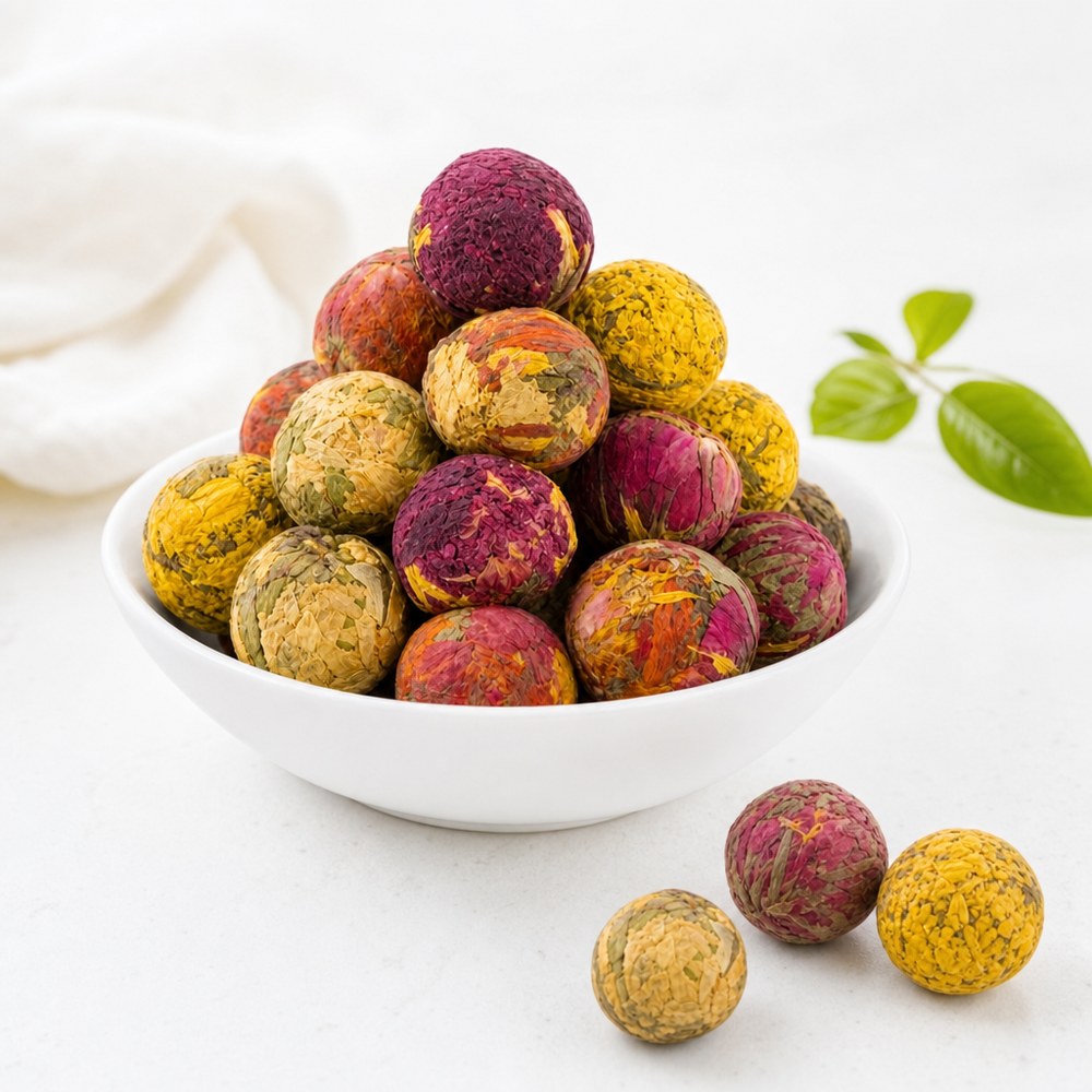 YUN NAN Glass Test Tube Dragon Ball Flower Ball Canned Rose Tea Ball Lily Flower Dragon Ball 8 Flavors Yunnan Pu'Er Tea