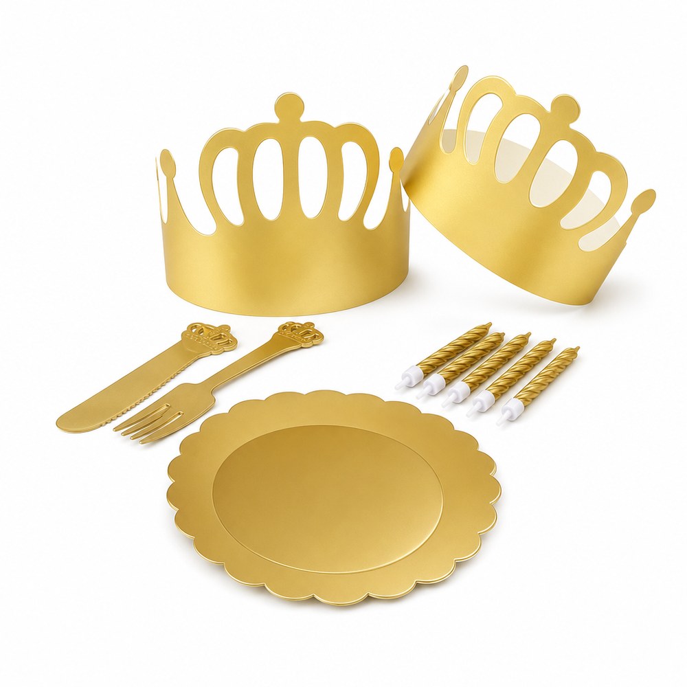Birthday Cake Knife and Fork and Candle and Plate Set