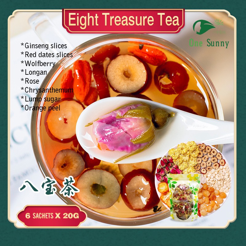 Eight Treasure Tea 6 Sachets X 20g ( Ginseng slices / Rose / Wolfberry / Longan) — view 3